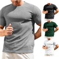 thumbnail image 1 of Ulitacool Mens T Shirts Slim Fit Round Neck Short Sleeved Towel Cloth T Shirt Style Bottom Shirt Classic Clothing Grey, 1 of 8