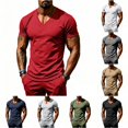 thumbnail image 1 of Ulitacool Mens T Shirts Summer Athletic Stretch Breathable Fitness Short Sleeve Tee With Functional Design Trend Wear Red, 1 of 7