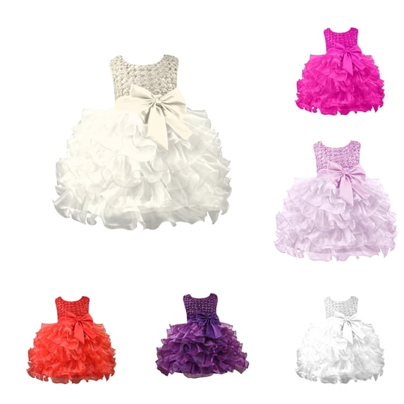 Ulitacool Newborn Girls Dress Summer O Neck Solid Color Flower Girl Dress Sleeveless Gown Fashion Clothing 0-6 Months Gold