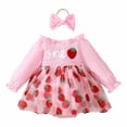 thumbnail image 1 of Ulitacool Onesies 0-3 Months Unisex 9-12 Months Long Sleeve Mesh Jumpsuit Baby Crewneck Strawberry Embroidered Towel Adorable Outfits Pink, 1 of 9