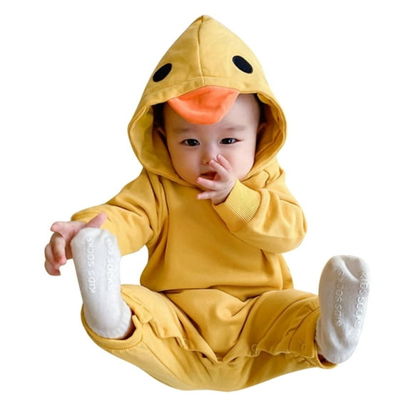 Ulitacool Onesies For Boys Animal Jumpsuit Pajamas Infant Long Sleeve Hooded Romper Sleeper Sweatshirt Playsuit Comfortable One-Piece Clothing 3-6 Months Yellow