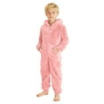 thumbnail image 1 of Ulitacool Onesies For Boys Long Sleeve Jumpsuit Winter Warm Soft Lined Pajama Hooded Neck Solid Color Romper Outfit For Infant Toddler Kids Playwear Trend Homewear Pink 5-6 Years, 1 of 8