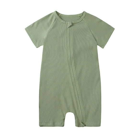 Ulitacool Onesies For Boys Infant Baby Rompers Pajamas Zipper Short Sleeve Sleeper Jumpsuit Fashion Boy Clothes 2-3 Years Green
