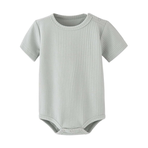 Ulitacool Onesies For Boys Short Sleeve Romper Infants Toddlers Solid Color Loose Fit Round Neck Baby Bodysuits Retro Clothes Green 9-12 Months