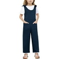 thumbnail image 1 of Ulitacool Onesies For Girls Children Kids Sleeveles Suspenders Romper Jumpsuit Long Straight Pants With Pocket Lovely Girl Clothes 11-12 Years Navy, 1 of 5