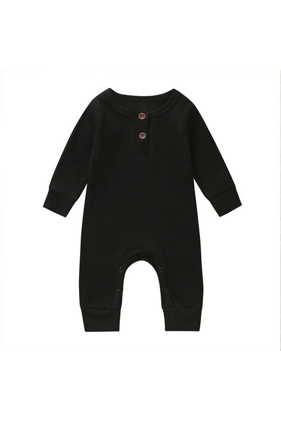 Onesies For Girls Round Neck Toddler Winter Long Sleeve Boys Girls Ribbed Solid Color Jumpsuit Outwear For Babys Clothes D 12-18 Months