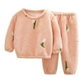 thumbnail image 1 of Ulitacool Outfits For Girls Toddler Winter Warm Solid Color Long Sleeve Tops Pants 2Pcs Set Sweet Girl Clothes Pink 5-6 Years, 1 of 3