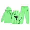 thumbnail image 1 of Ulitacool Outfits for girls Toddler Casual Printed Hoodie Set Long Sleeve Sweatpants Pullover Top Matching Bottoms Fall Winter Pajamas Loungewear Green, 1 of 6