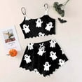 thumbnail image 1 of Ulitacool Pajamas For Womens Halloween Cartoon Print Pj Set Shorts Set Sleeveless Nightwear Holiday Sleepwear Lightweight Homewear Versatile Camisole Set White M, 1 of 3
