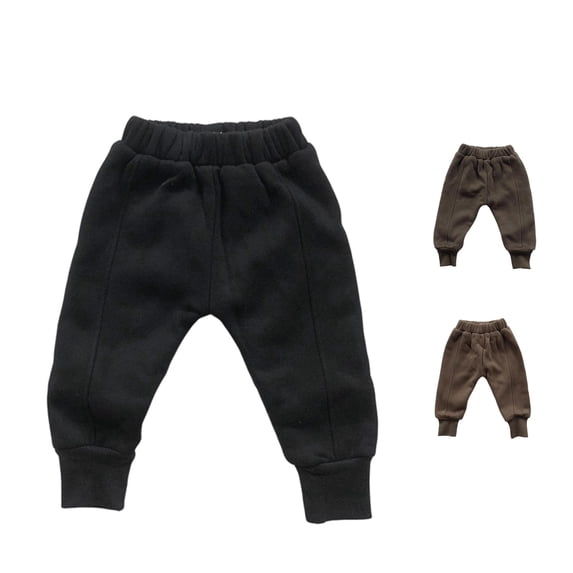 Ulitacool Pants For Boys 7-8 Years Empire Waist Straight Leg Cozy Jogger For Outdoor Winter Trousers Clothing Black