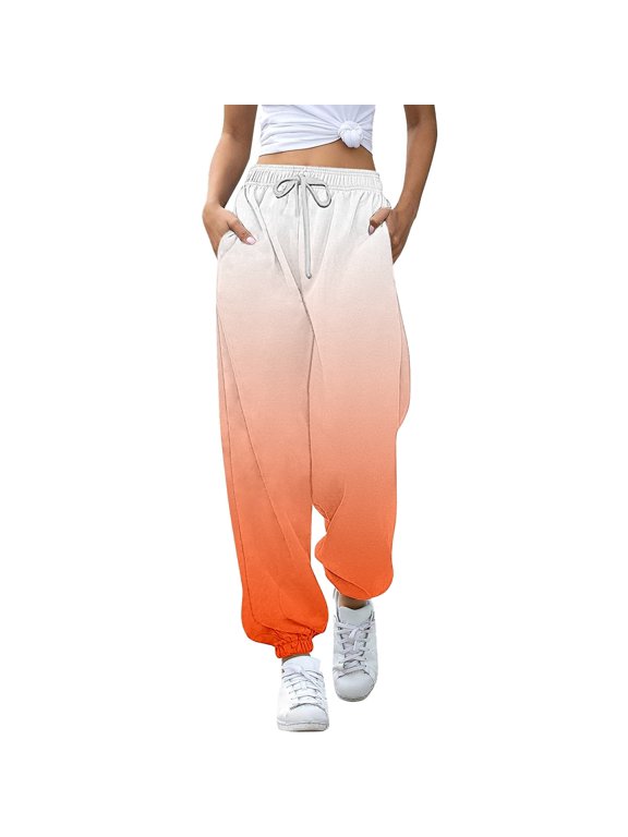 Pants For Girls 7-8 Years Bottoms Sports Sweatpants Batik Colour Gradient Drawstring Jogging Leggings Training Trousers Adorable Daily Wear Brown