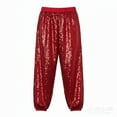 thumbnail image 1 of Ulitacool Pants For Girls Casual Straight Leg Glitter Sequin Cargo Jogger Pants With Elastic Waistband For Dance Skateboard Hop And Party Outfit Comfortable Simple Style Wear Red 7-8 Years, 1 of 4
