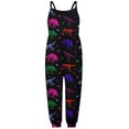 thumbnail image 1 of Ulitacool Romper Boys Girls 5-6 Years Sleeveless Suspenders Dinasour Prints Romper Jumpsuit Adorable Streetwear 5-6 Yearsgrey, 1 of 4