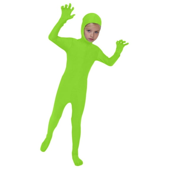 Ulitacool Romper For Boys Round Neck Long Sleeve Bodysuit Full Jumpsuit Performance Stage Show Tight Fitting Solid Color Coverall Outfit For Kids Children Casual Onesie Green 10-11 Years