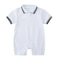 thumbnail image 1 of Ulitacool Rompers For Boys 6-12 Months Infant Short Sleeve Solid Color Pullover Romper Newborn Gentleman Jumpsuit Classic Photography Outfits 6-12 Monthswhite, 1 of 3