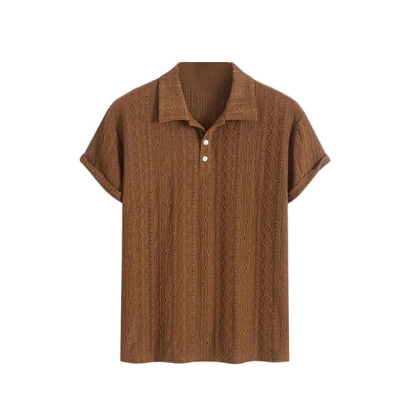 Ulitacool Shirts For Men Loose Fit Shirts Solid Color Everyday Wear Summer And Autumn Short Sleeve Tops Soft Clothing Xl Brown