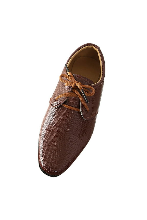 Shoes For Boys 12-18 Months Closed Toe Leather Dress Shoes Sole Formal Shoes For School & Events Cute Dailywear Brown