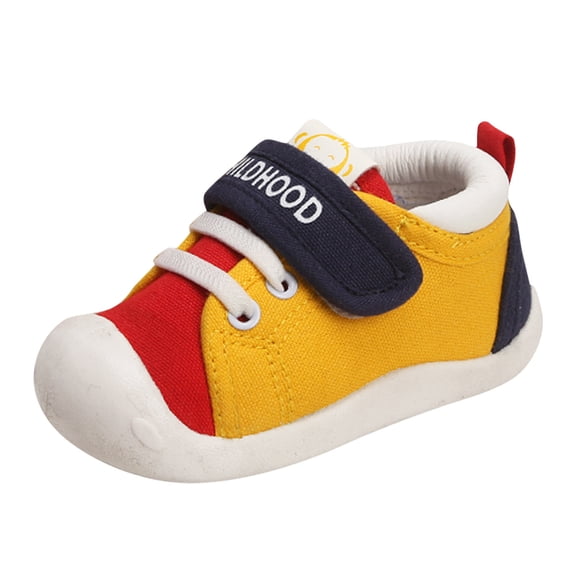 Ulitacool Shoes For Boys 15-18 Months Todder Stripe Print Color First Walkers Unisex Non Slip Shoes Non Slip Mesh First Fashion Dailywear Yellow