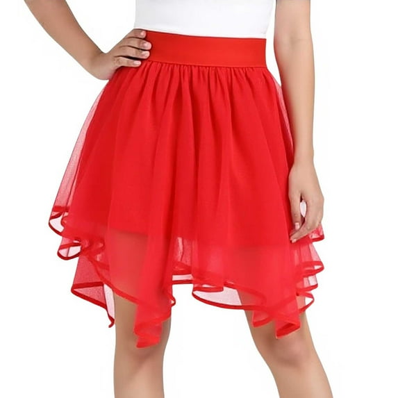 Rhuody Skirt For Girls 3-4 Years Kids Holiday Party Ballet Solid Color Skirts Party Dance Skirt Fashion Playwear Red
