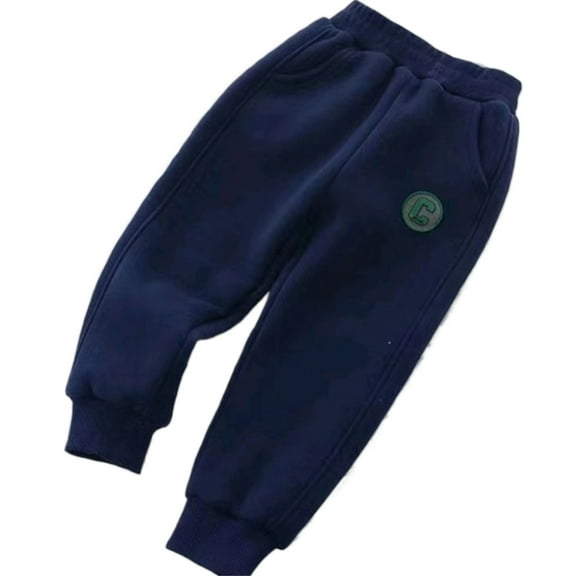 Ulitacool Slacks For Boys Straight Leg Winter Jogger Pants Thermal Lined Sweatpants For Kids Elastic Trousers Warm Outdoor Play Sports Soft Basic Slacks Blue 3-4 Years