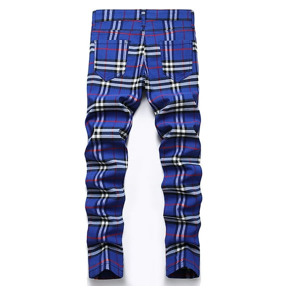 Ulitacool Slacks For Boy Slim Fit Plaid Trousers Athletic Sportswear For Children High Elasticity Stretch Pants Stylish Basic Slacks Blue 10-11 Years