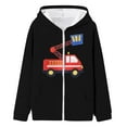 thumbnail image 1 of Ulitacool Spring Coats For Girls Long Sleeve Girls Winter Hooded Jacket With Fire Truck Print Zip Up Coats For Kids Outerwear School Outdoor Play Soft Playsuit Black 4-5 Years, 1 of 4