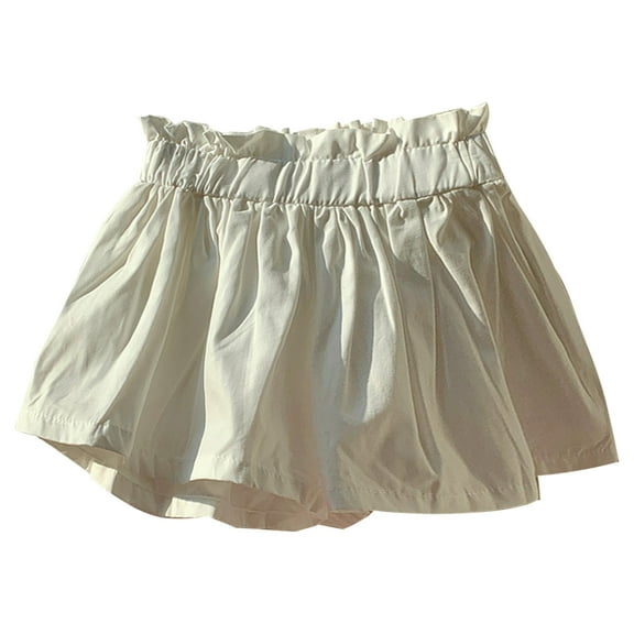 Ulitacool Spring Dresses For Girls Crewneck Short Sleeve Sundress Toddlers Girl Skirts Shorts Kids Loose Mini Skort Leisure Wear White 6-7 Years