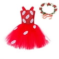 thumbnail image 1 of Ulitacool Spring Dresses For Girls Round Neck Sleeveless Tutu Dress Outfit Party Outfit Tropical Luau Theme Sundress Fashionable Clothes Red 8-9 Years, 1 of 5