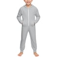 thumbnail image 1 of Ulitacool Spring Onesie For Boys Crewneck Kids Girls Boys Solid Color Long Sleeves Zipper Sweatshirt Hooded Romper Jumpsuit With Pocket Outfits For Children Simple Style Wear Light Gray 11-12 Years, 1 of 8
