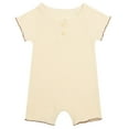 thumbnail image 1 of Ulitacool Spring Onesies For Girls Crewneck Bodysuits Short Sleeve Romper Solid Color Outfit Yellow 6 Months, 1 of 3