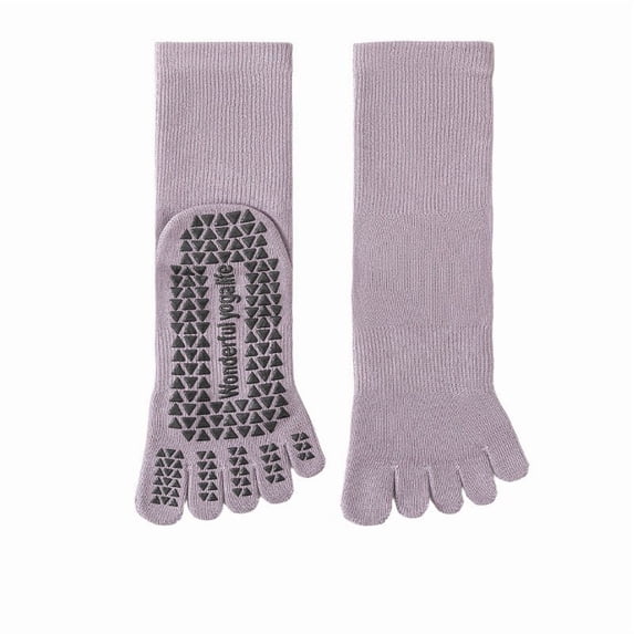 Ulitacool Stockings Grip Toe Socks For Indoor Workouts Ankle Length Low-Cut Non Yoga Dance Five Finger Socks Relax Fit Wear Purple