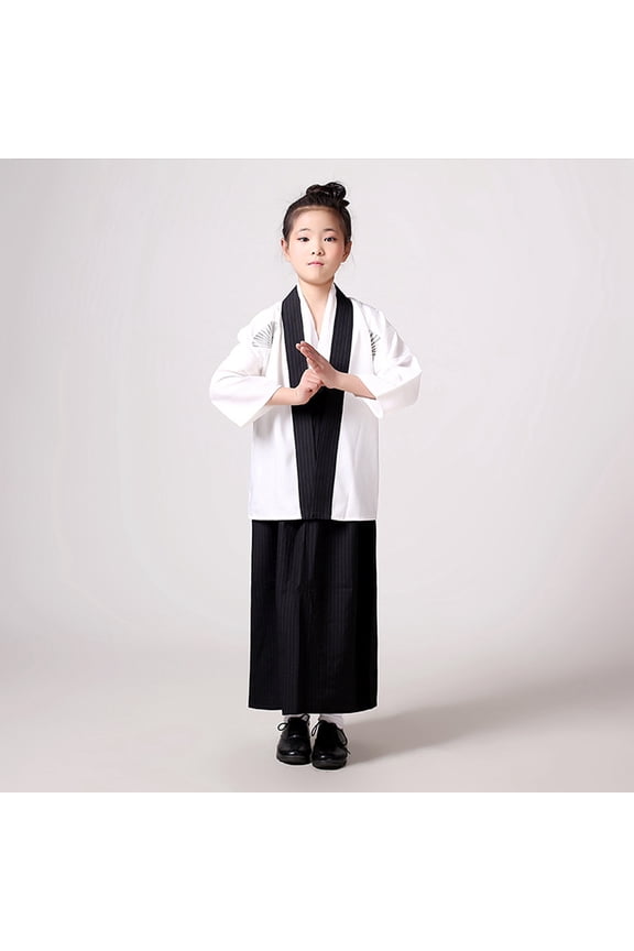 Summer Outfit For Girls Long Sleeve Traditional Dress Kimono Robe For Kids Yukata Kimono Anime Robe Clothes Classic Wear 4-5 Years White