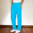 thumbnail image 1 of Ulitacool Summer Pants For Boys Straight Leg Solid Color Trousers Long Pants With Elastic Waist For Everyday Play And School Wear Cute Clothing Sky Blue 13-14 Years, 1 of 8