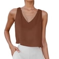 thumbnail image 1 of Ulitacool Summer Tank Tops For Womens Linen Sleeveless Tank Top Summer Breathableloose Fit V Neck Blouse Tunic Shirt Trend Daily Wear L Coffee, 1 of 7