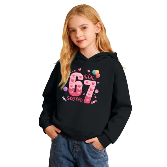 Ulitacool Sweatshirts For Teen Girls Round Neck Kids Full Oversized Outfit Hoodie Sweatshirts Back To School Activewear Long Sleeve Shirt Cartoon Number Prints Blouse Leisure Wear Black 4-5 Years