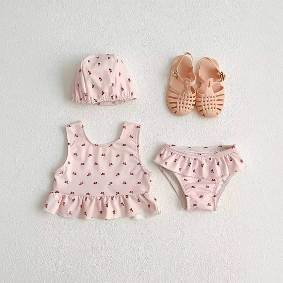 Ulitacool Swimsuit For Girl Baby Girl Swimsuit Zip Rash Guard Swimsuit With Hat Baby Girl Swimsuit Elegant Beach Wear 6-9 Months Red