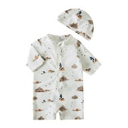 Ulitacool Swimsuits For Toddler Boy 2-3 Years Zipper Rashguard Sunsuit Swimwear Half Zip Up Bathing Suit Leisure Playsuit Beige