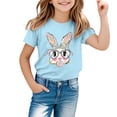 thumbnail image 1 of Ulitacool T Shirt For Boys Fashion Crewneck Easter Tops Short Sleeve Tee Cartoon Bunny Graphic Blouse Boy Summer Clothing 12-13 Years Light Blue, 1 of 4