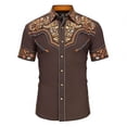 thumbnail image 1 of Ulitacool T Shirts For Boy Lapel Western Cow Printops Short Sleeve Button Down Top For Children And Youth Casual Teen Clothes Brown 10-11 Years, 1 of 4