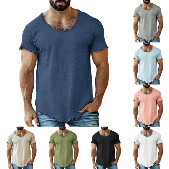 Ulitacool T Shirts For Mens Short Sleeve Solid Color Crew Neck T Shirt Soft Breathable Tee Shirt Fashion Clothes Bu2