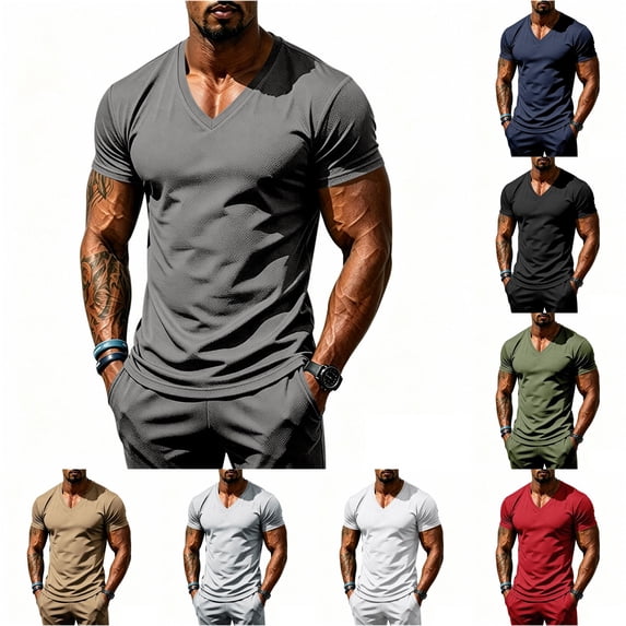 Ulitacool T Shirts For Mens Summer Athletic Stretch Breathable Fitness Short Sleeve Tee With Functional Design Handsomer Wear Dark Gray