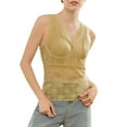 thumbnail image 1 of Ulitacool Tank Tops For Womens Sleeveess Long Length Lace Backless Bra With Built In Pads Breathable And Thin Summer V Neck Tee Classic Clothes Xl Light Yellow, 1 of 4