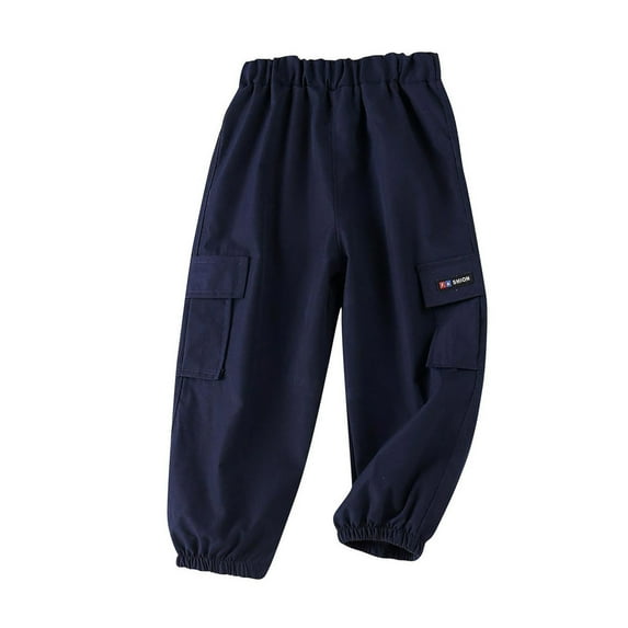 Ulitacool Teen Boy Pants 9-10 Years Wide Leg Jeans Loose Fit Denim Vintage Trousers Wide Leg Jeans Streetwear Retro Playsuit Navy