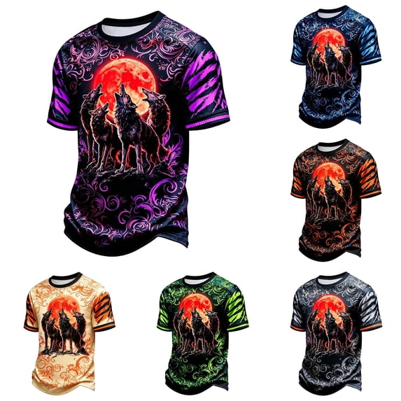 Ulitacool Boy Tops Crewneck Tee Cartoon Pattern Short Sleeve Hallowmas ...