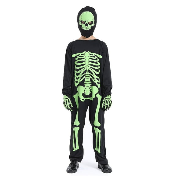 Ulitacool Teen Boys Onesies Long Sleeve Kids Skeleton Glow In The Dark Skeletons Halloween Skeleton Solid Color Bodysuit Classic Boy Clothing 9-10 Years Black
