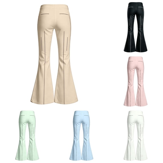 Ulitacool Teen Girl'S Pants 13-14 Years Empire Waist Slim Leg Casual With Modern Flared Trousers For Everyday Wear Wear Khaki