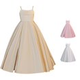 thumbnail image 1 of Ulitacool Teen Girls' Dresses Sleeveless Round Neck Gown Solid Color Flower Girl Dresses For Weddings And Parties Elegant Clothes 11-12 Years Beige, 1 of 8