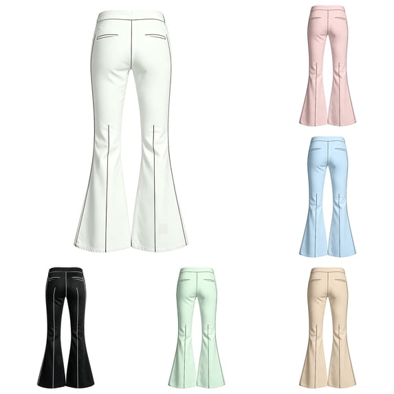 Ulitacool Teen Pants For Girl 11-12 Years Elastic Waist Stylish Flutter Flat Fit With Flared Trousers Leg Back To School Trousers Wear White