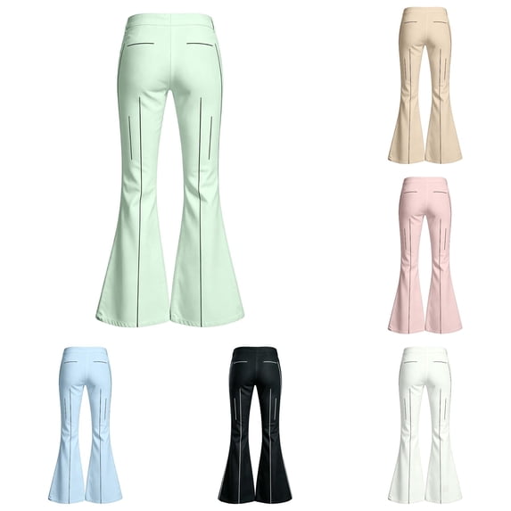 Ulitacool Teen Pants For Girls 13-14 Years Empire Waist Slim Leg Casual With Modern Flared Trousers For Everyday Wear Wear Light Green