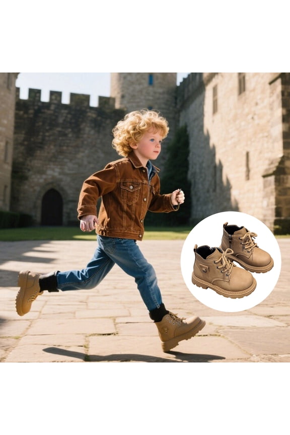 Toddler Boys Boots Boys And Girls' Spring And Autumn Short Boots English Style Children'S Leather Boots Small Children'S Boots Adorable Basic Shoes 31 Khaki